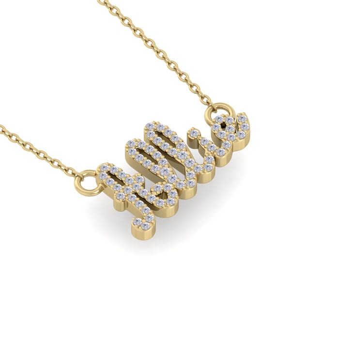 Personalized Diamond Name Necklace In 14K Yellow Gold - 5 Letters, 1/3cttw