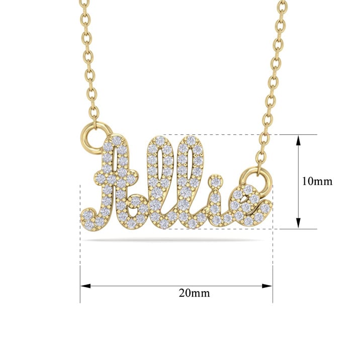 Personalized Diamond Name Necklace In 14K Yellow Gold - 5 Letters, 1/3cttw