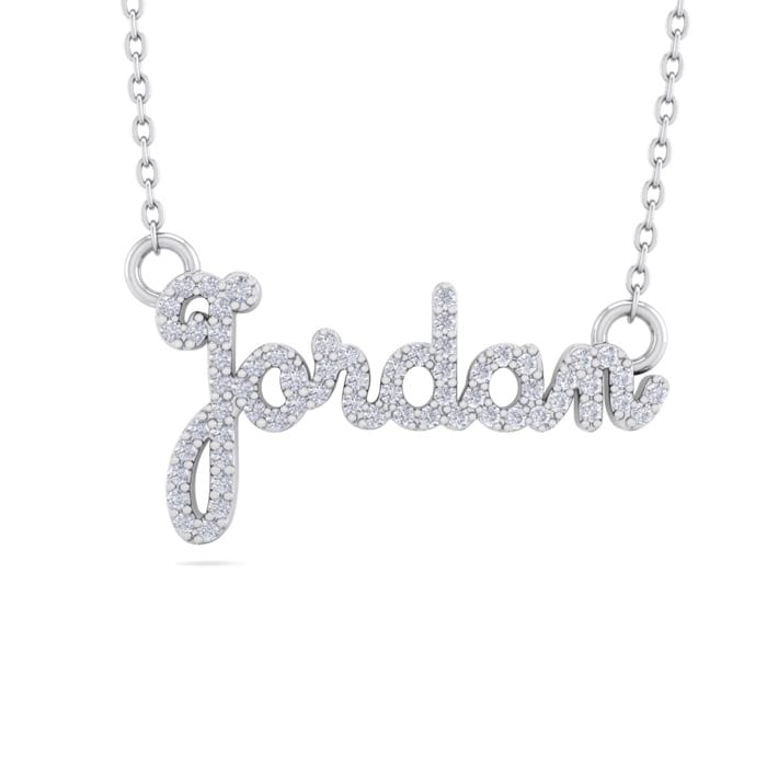 Diamond name necklace white gold discount