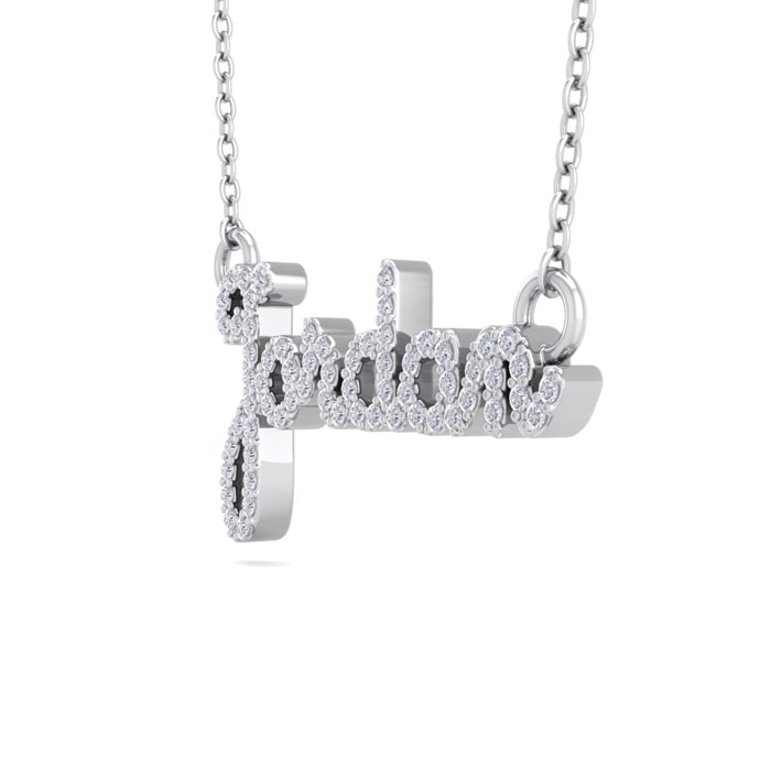 Personalized Diamond Name Necklace In 14K White Gold - 6 Letters, 3/8cttw