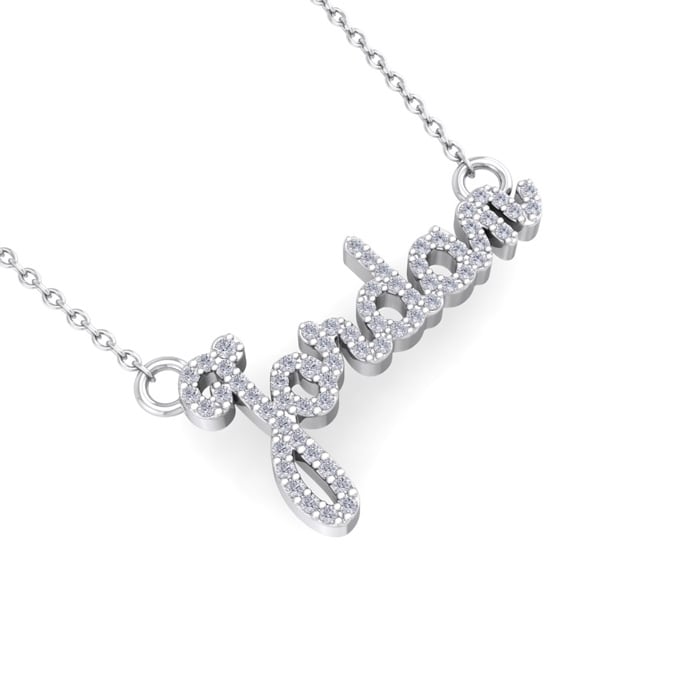 Personalized Diamond Name Necklace In 14K White Gold - 6 Letters, 3/8cttw