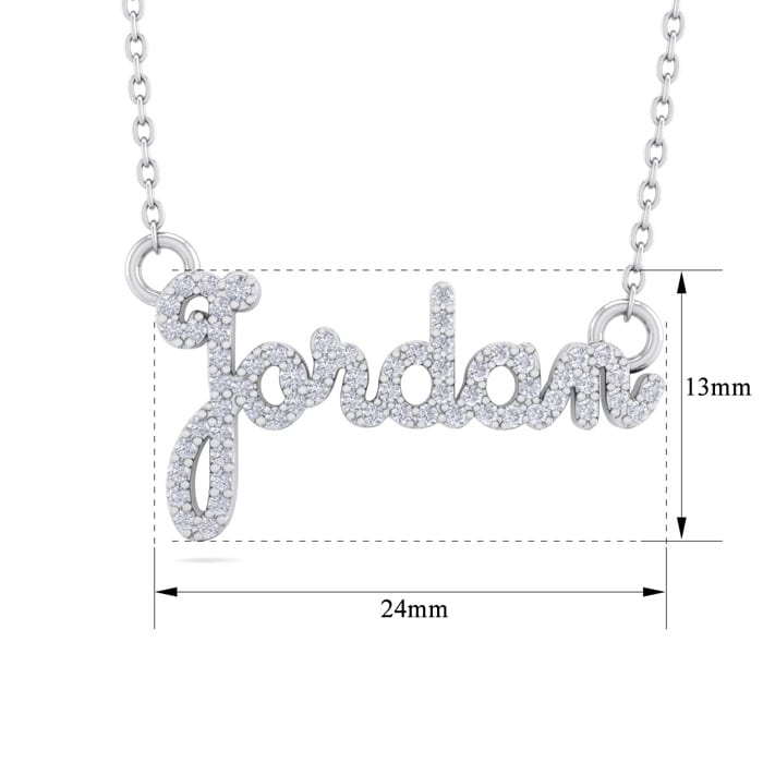 Personalized Diamond Name Necklace In 14K White Gold - 6 Letters, 3/8cttw