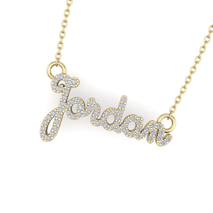 Personalized Diamond Name Necklace In 14K Yellow Gold - 6 Letters, 3/8cttw