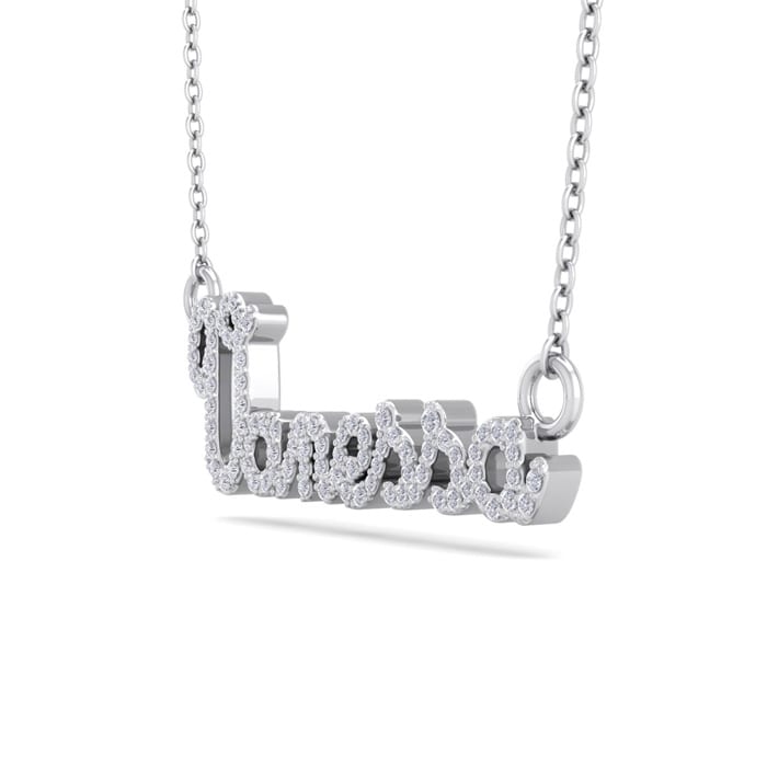 Personalized Diamond Name Necklace In 14K White Gold - 7 Letters, 3/8cttw