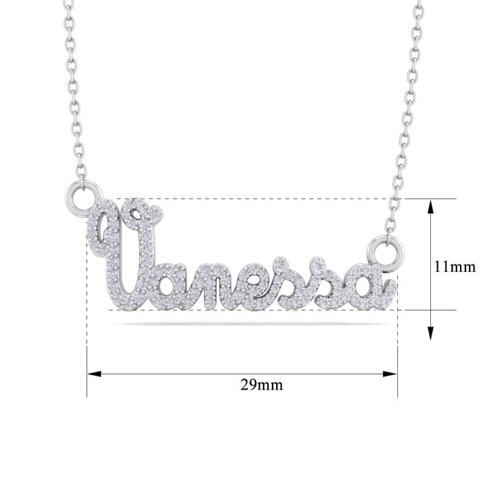 Personalized Diamond Name Necklace In 14K White Gold - 7 Letters, 3/8cttw