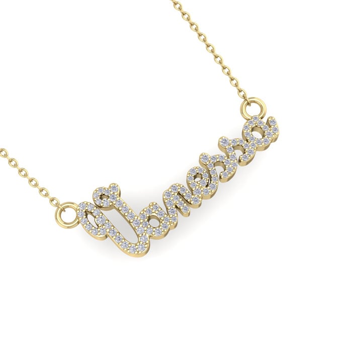 Personalized Diamond Name Necklace In 14K Yellow Gold - 7 Letters, 3/8cttw