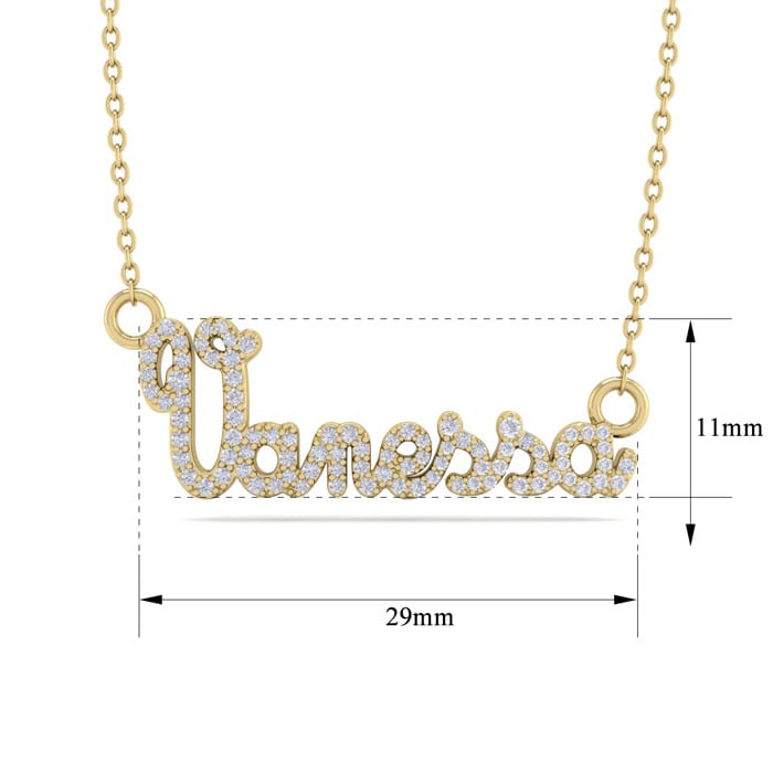 Personalized Diamond Name Necklace In 14K Yellow Gold - 7 Letters, 3/8cttw
