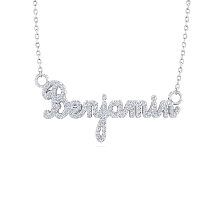 Personalized Diamond Name Necklace In 14K White Gold 8 Letters 1 2cttw