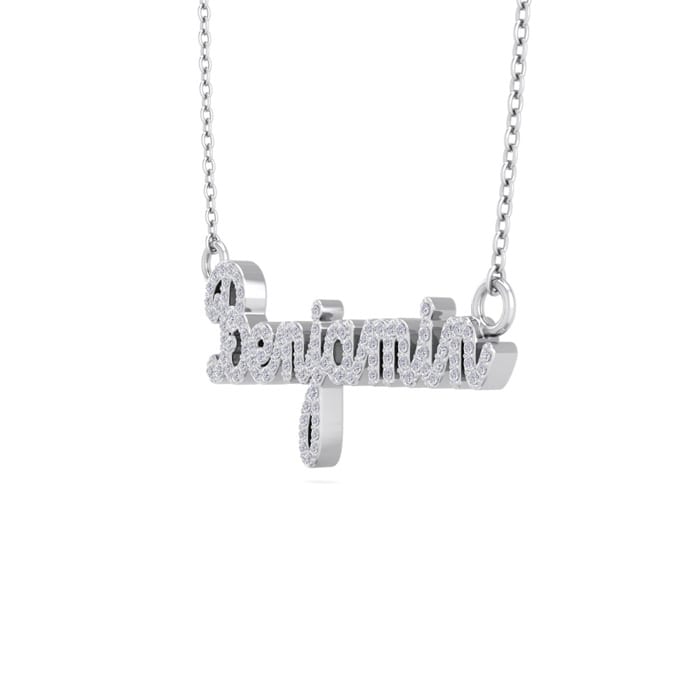 Personalized Diamond Name Necklace In 14K White Gold - 8 Letters, 1/2cttw