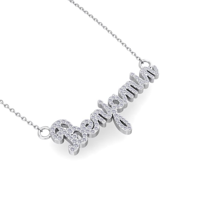 Personalized Diamond Name Necklace In 14K White Gold - 8 Letters, 1/2cttw