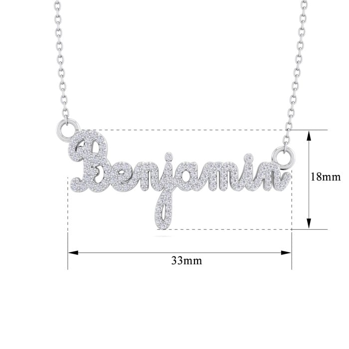 Personalized Diamond Name Necklace In 14K White Gold - 8 Letters, 1/2cttw