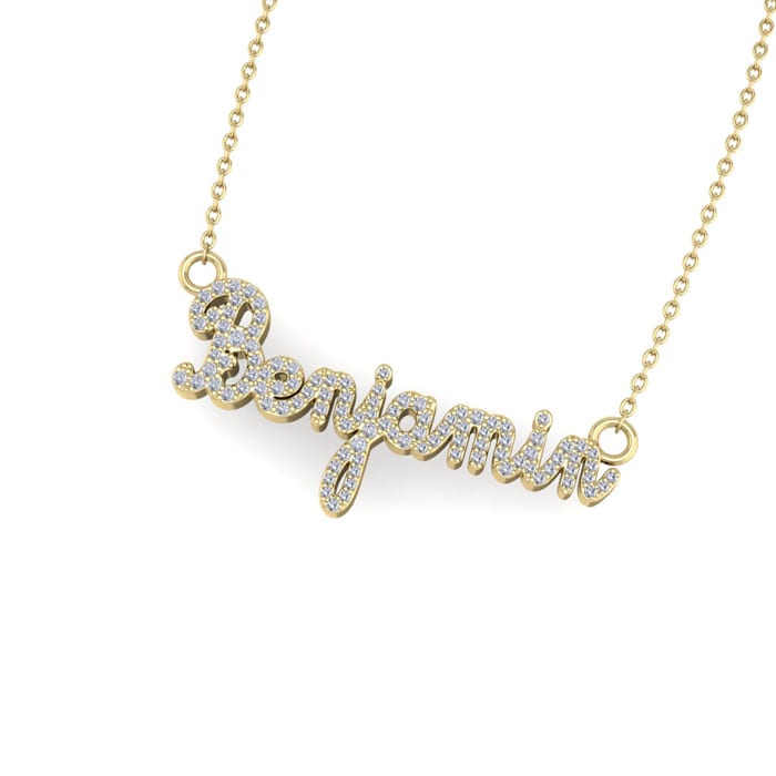 Personalized Diamond Name Necklace In 14K Yellow Gold - 8 Letters, 1/2cttw