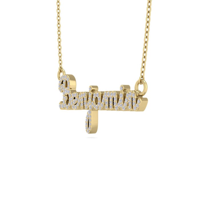 Personalized Diamond Name Necklace In 14K Yellow Gold - 8 Letters, 1/2cttw