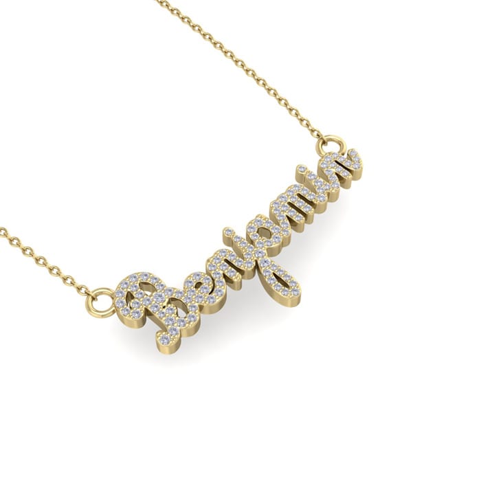 Personalized Diamond Name Necklace In 14K Yellow Gold - 8 Letters, 1/2cttw