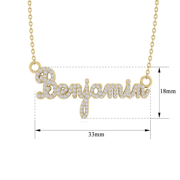 Personalized Diamond Name Necklace In 14K Yellow Gold - 8 Letters, 1/2cttw