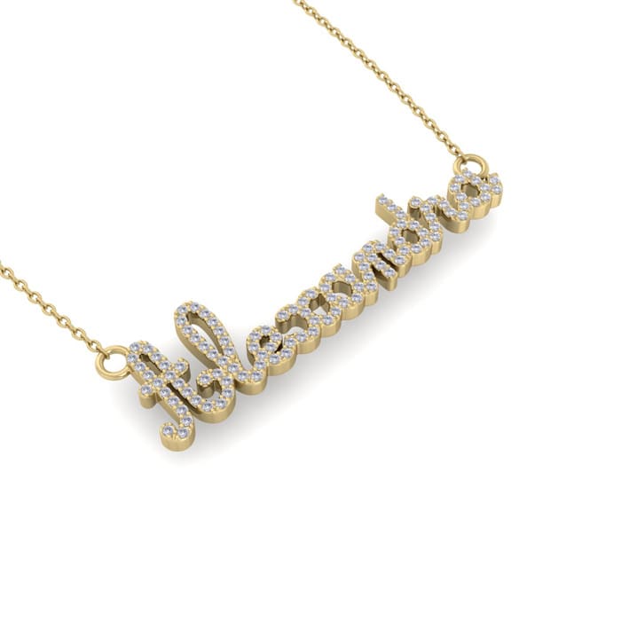 Personalized Diamond Name Necklace In 14K Yellow Gold - 9 Letters, 0.60cttw