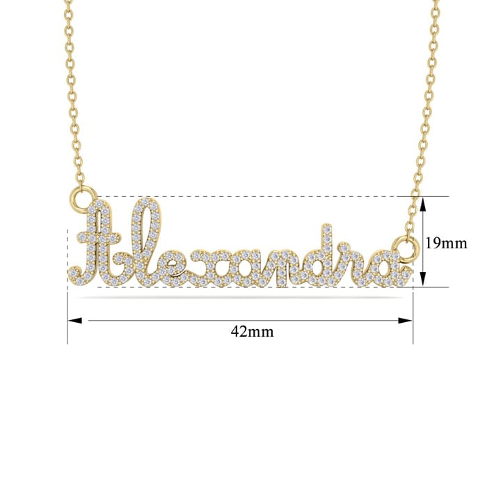 Personalized Diamond Name Necklace In 14K Yellow Gold - 9 Letters, 0.60cttw