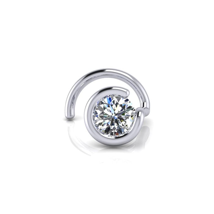 0.02ct 1.5mm Diamond Nose Ring In 14K White Gold