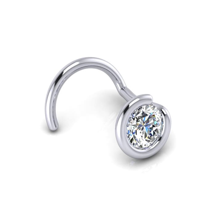 0.02ct 1.5mm Diamond Nose Ring In 14K White Gold