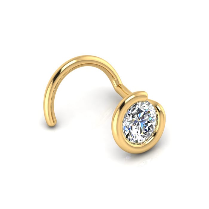 0.02ct 1.5mm Diamond Nose Ring In 14K Yellow Gold
