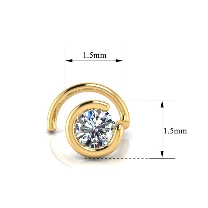 0.02ct 1.5mm Diamond Nose Ring In 14K Yellow Gold