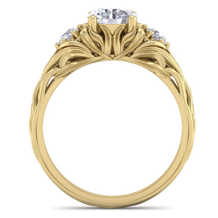1 1/4 Carat Round Shape Diamond Intricate Vine Engagement Ring In 14 Karat Yellow Gold