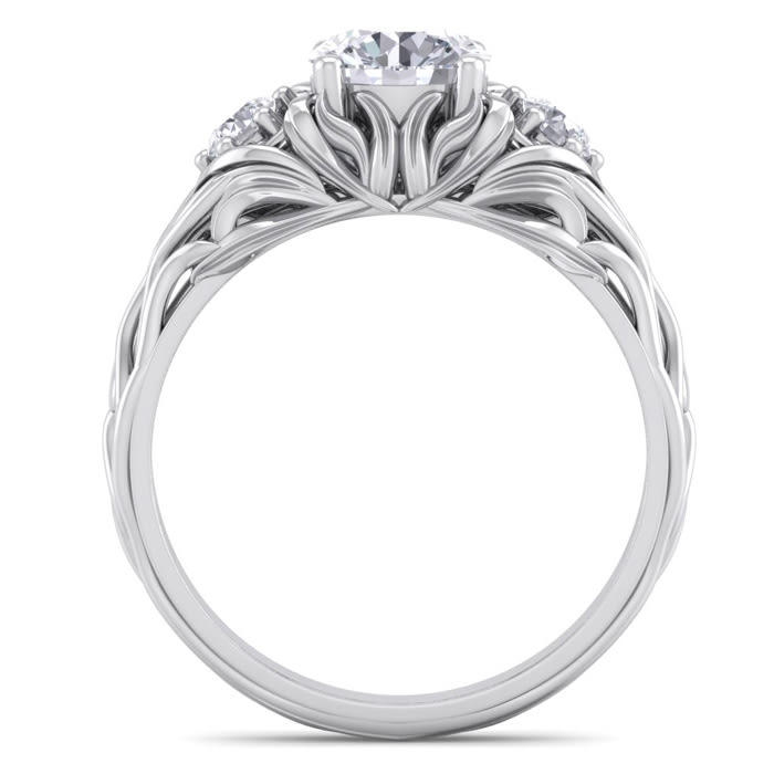 1 1/4 Carat Round Shape Diamond Intricate Vine Engagement Ring In 14 Karat White Gold