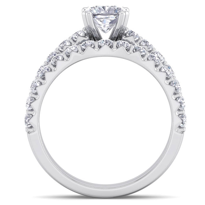 1 3/4 Carat Cushion Cut Diamond Bridal Set In 14 Karat White Gold