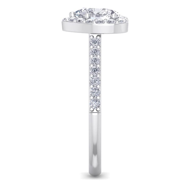 1 1/3 Carat Heart Shape Halo Diamond Engagement Ring In 14 Karat White Gold