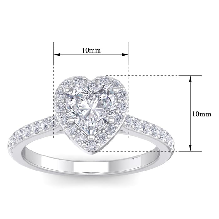 1 1/3 Carat Heart Shape Halo Diamond Engagement Ring In 14 Karat White Gold