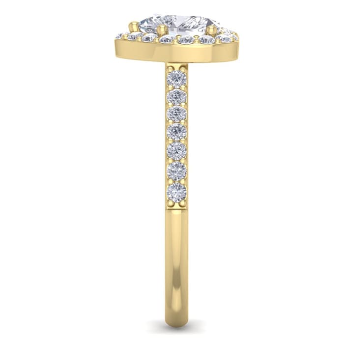 1 1/3 Carat Heart Shape Halo Diamond Engagement Ring In 14 Karat Yellow Gold