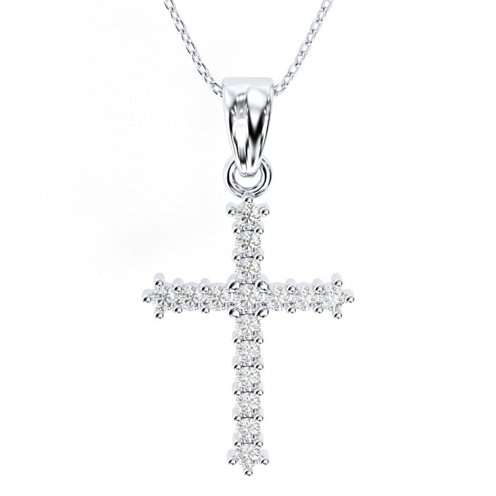 Classic 1/4ct Diamond Cross Pendant in 10k White Gold
