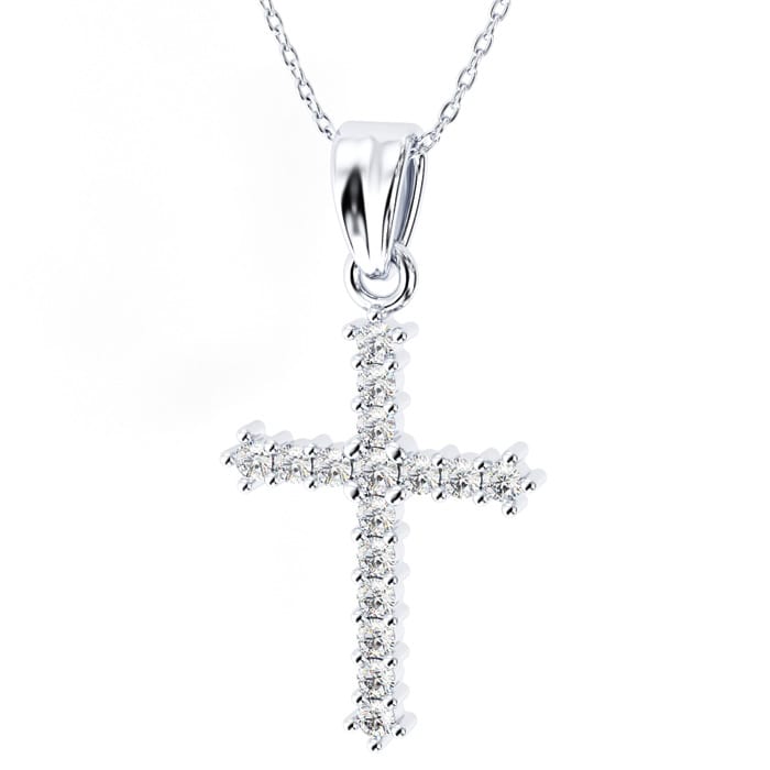 White gold diamond cross and chain sale