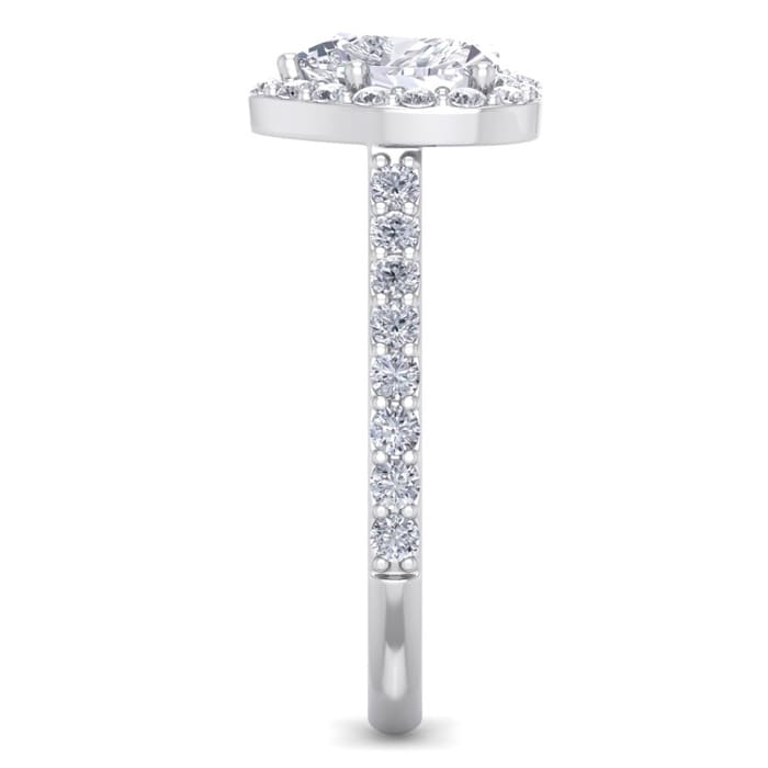 1 3/4 Carat Heart Shape Halo Diamond Engagement Ring In 14 Karat White Gold