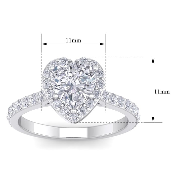 1 3/4 Carat Heart Shape Halo Diamond Engagement Ring In 14 Karat White Gold