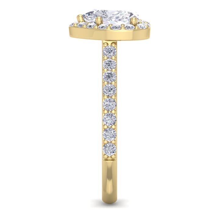 1 3/4 Carat Heart Shape Halo Diamond Engagement Ring In 14 Karat Yellow Gold