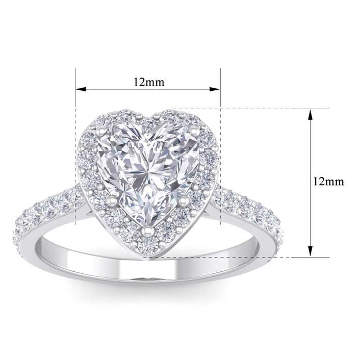 2 1/2 Carat Heart Shape Halo Diamond Engagement Ring In 14 Karat White Gold