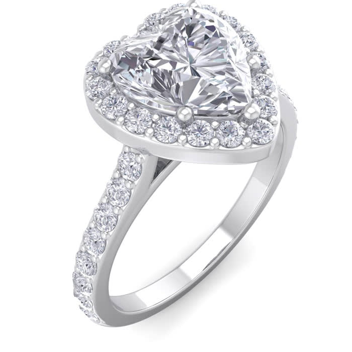 2 1/2 Carat Heart Shape Halo Diamond Engagement Ring In 14 Karat White Gold