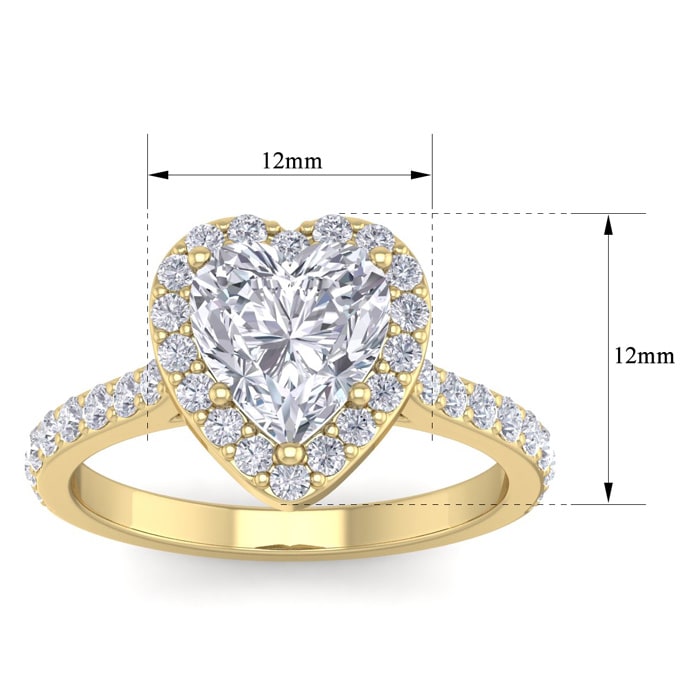 2 1/2 Carat Heart Shape Halo Diamond Engagement Ring In 14 Karat Yellow Gold
