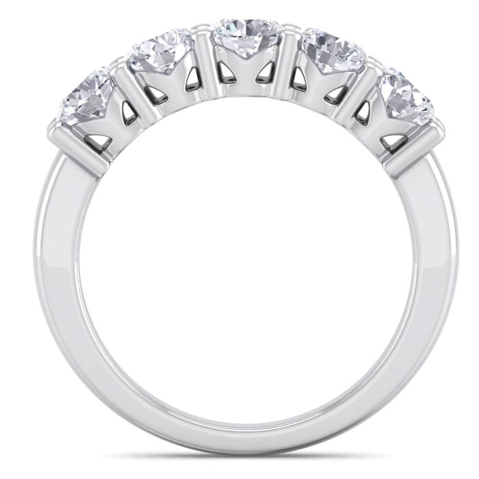 1 1/2 Carat Five Diamond Wedding Band In 14 Karat White Gold