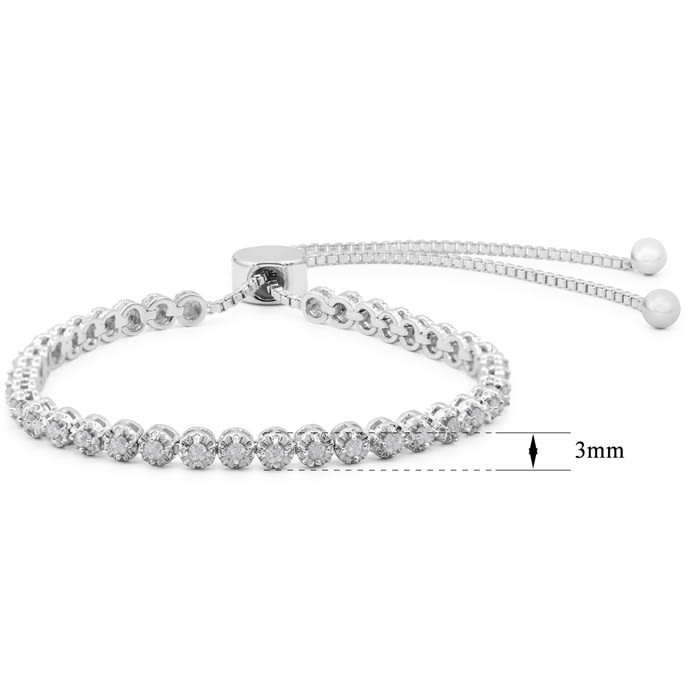 1 Carat Natural Diamond Adjustable Bolo Bracelet. Incredibly Popular!
