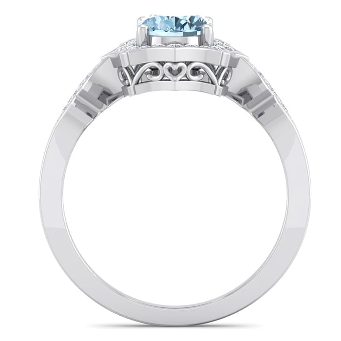 Aquamarine Ring: Aquamarine Jewelry: 1 1/2 Carat Oval Shape Aquamarine and Diamond Ring In 14 Karat White Gold