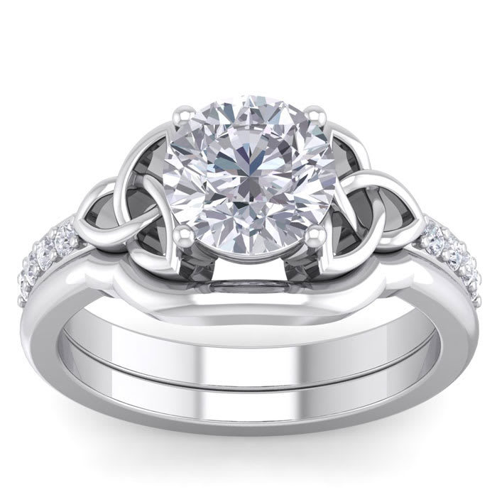 2 Carat Round Diamond Claddagh Bridal Set In 14 Karat White Gold Superjeweler