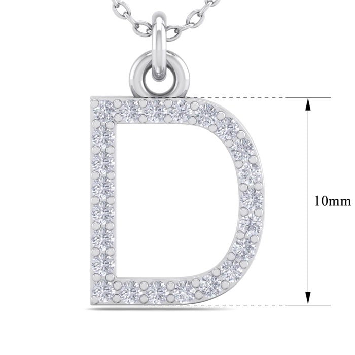 Letter D Diamond Initial Necklace In 14 Karat White Gold With 23 Diamonds