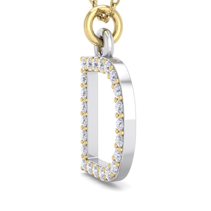 Letter D Diamond Initial Necklace In 14 Karat Yellow Gold With 23 Diamonds