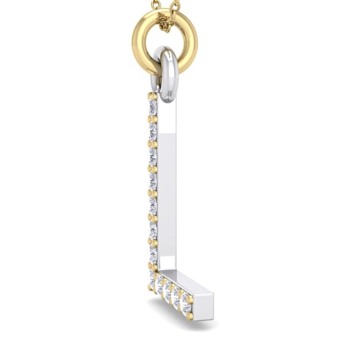 Letter L Diamond Initial Necklace In 14 Karat Yellow Gold With 12 Diamonds