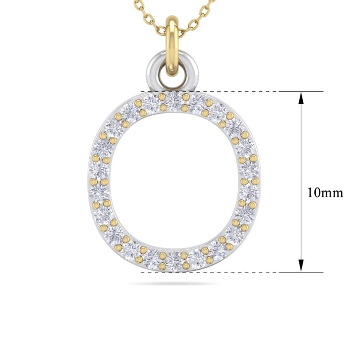 Letter O Diamond Initial Necklace In 14 Karat Yellow Gold With 22 Diamonds