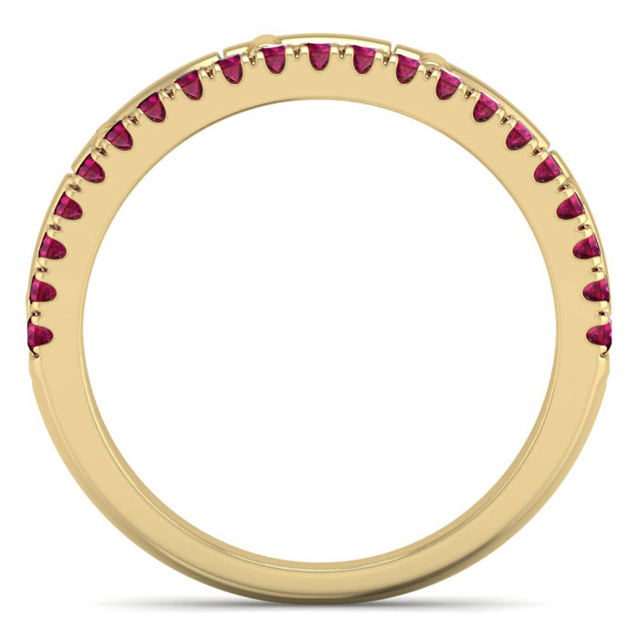 1/3 Carat Ruby Cross Wedding Band In 14 Karat Yellow Gold