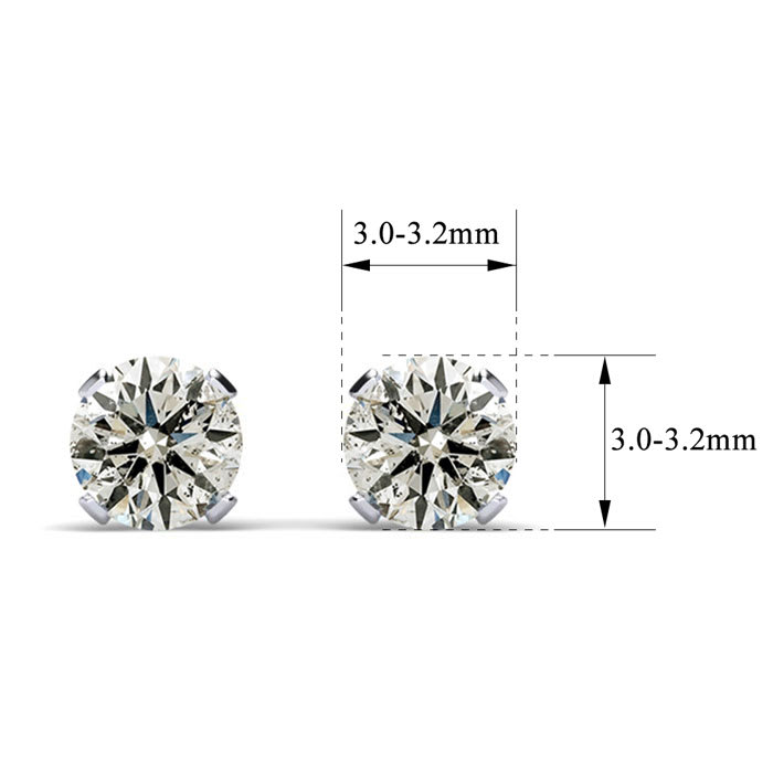0.22 Carat Colorless Diamond Stud Earrings In 14 Karat White Gold