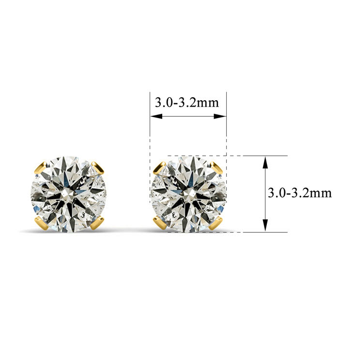 0.22 Carat Colorless Diamond Stud Earrings In 14 Karat Yellow Gold